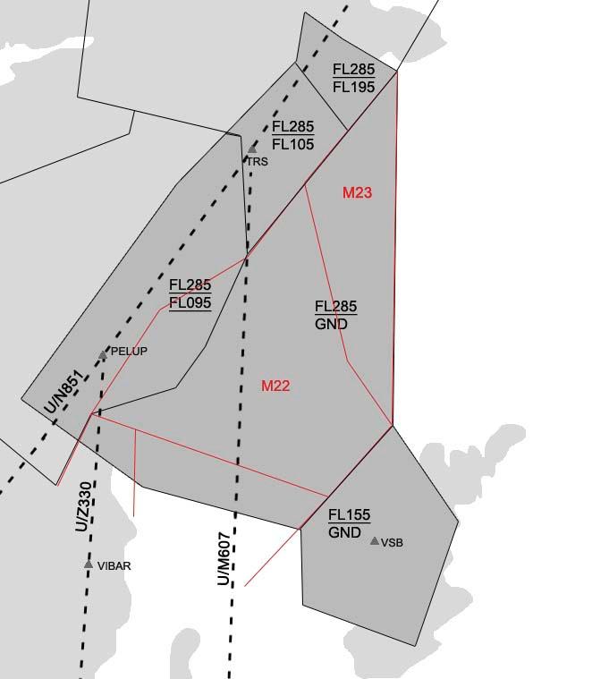 Figur 9 En skiss över sektor 2 med geografisk utsträckning. Sektor 2 hanterar bland annat ankomster söderifrån för landning Arlanda och Bromma.