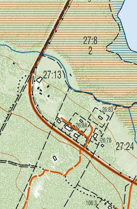 Laga kraft 2015-02-23 Sid 3 BAKGRUND OCH SYFTE Fastigheten Funäsdalen 27:13 är bebyggd med ett bostadshus och några uthus och gränsar i öster till ett delvis bebyggt detaljplanerat område längs
