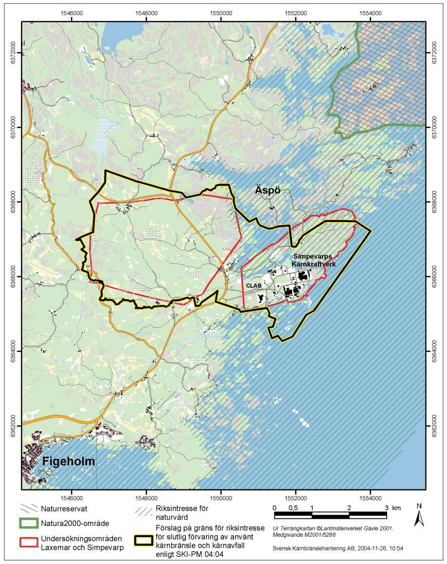 Området kring Simpevarp är av riksintresse för naturvård, rekreation och rörligt friluftsliv (figur 2-2). Kartan i figur 2-3 visar olika former av naturvärden och naturskydd.