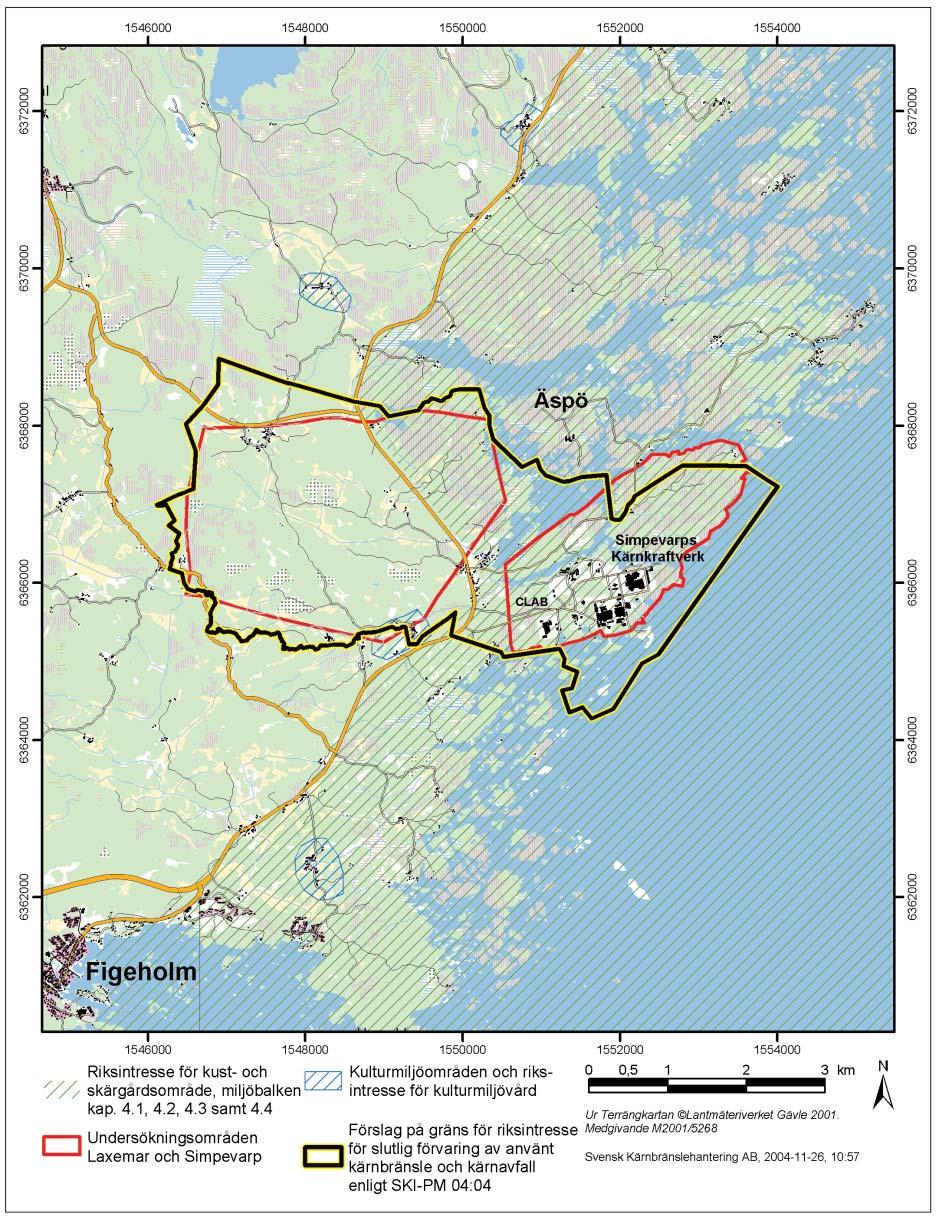 Figur 2-4 visar på motsvarande sätt kulturskyddsintressen mm i Simpevarpsområdet. Simpevarpshalvön är detaljplanelagt industriområde.