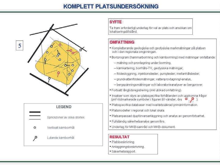 Figur 3-2. Tänkbar omfattning av och aktiviteter under en komplett platsundersökning. 3.3 Förväntade resultat Arbetet under platsundersökningsskedet läggs upp för att successivt ta fram ett kunskapsunderlag som kan utgöra grund för utvärdering och jämförelse mellan platserna.
