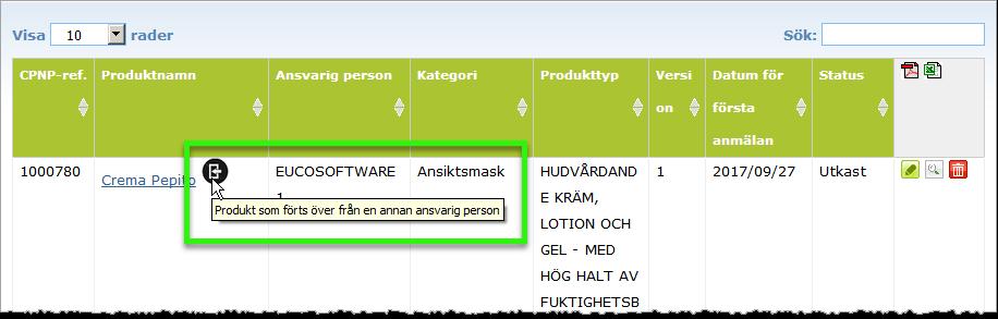 6. Om du vill kopiera produkter som du tidigare har kopierat till en annan organisation ska du kryssa i rutan Inklusive produkter som tidigare kopierats till en annan ansvarig person.