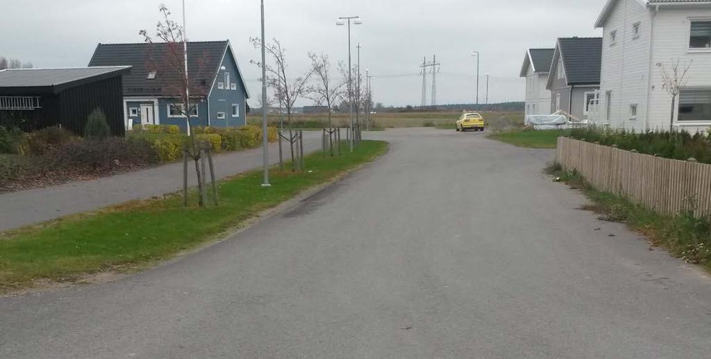 Söder om Parkvägen finns områdets enda gata med separat gångbana. Gångbanan skiljs från körytan med en trädrad där även gatubelysningen placerats.