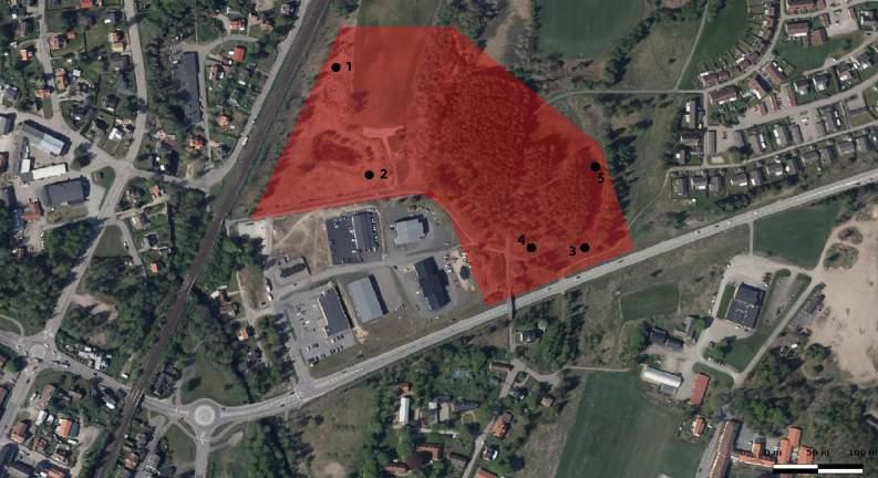 Ortofotot visar var provgroparna är gjorda i området och illustreras av punkterna. Vidare har en geoteknisk undersökning tagits fram av Tyréns som bifogas planhandlingarna.