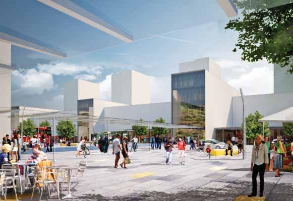 DELOMRÅDEN CENTRUM Hus Centrumbyggnaden får flera framsidor som riktar sig ut mot det offentliga rummet. Kopplingen mellan centrum, torg och tunnelbanehuset stärks.