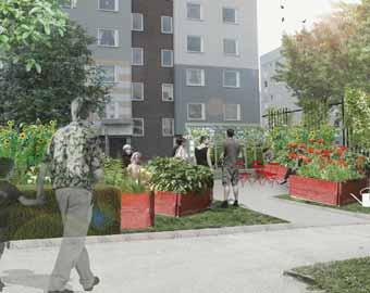 Parken vid Grindtorpsskolan Parken blir en viktig central mötesplats i området, en kvarterspark för intilliggande bostäder samt