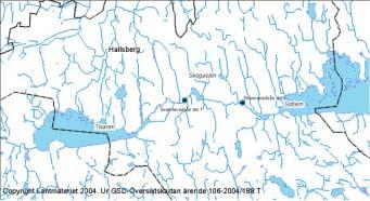 Kotjärnen Norr-Älgen [ Sandsjötjärnen Copyright Lantmäteriet 24. Ur GSD-Fastighetskartan ärende 16-24/188 T Elfiskelokalen i Sköttviksbäcken.
