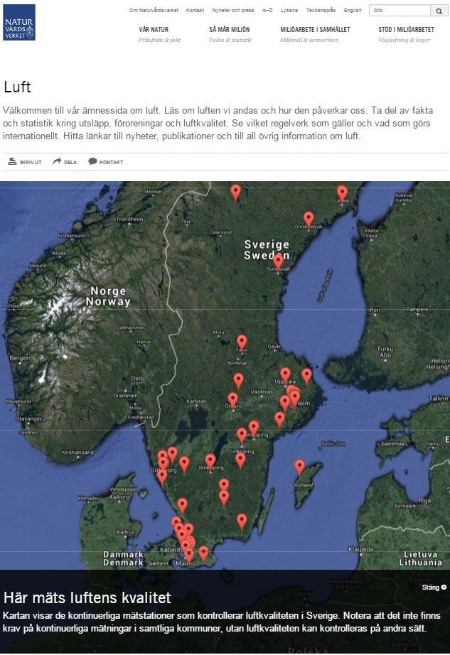Startsida för luft på NV:s webb www.naturvardsverket.