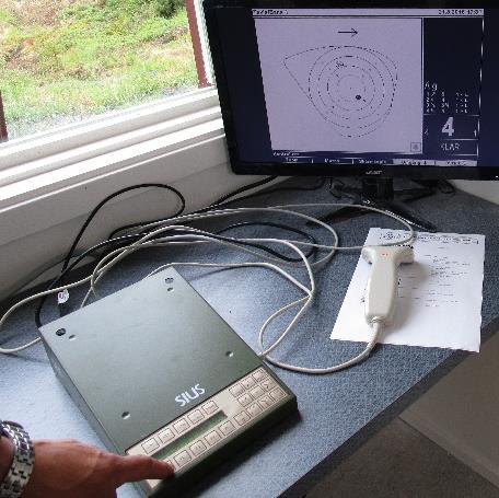Markering Markeringen sker automatiskt efter varje skott, senaste skottet visas med en vit cirkel, övriga med nummer och svart bakgrund.