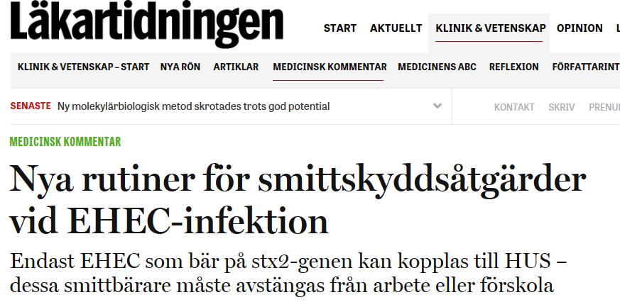 Enterohemorragisk Escherichia coli diagnostik 2017 PCR-approach? Stx-målgenerna i samma reaktion?