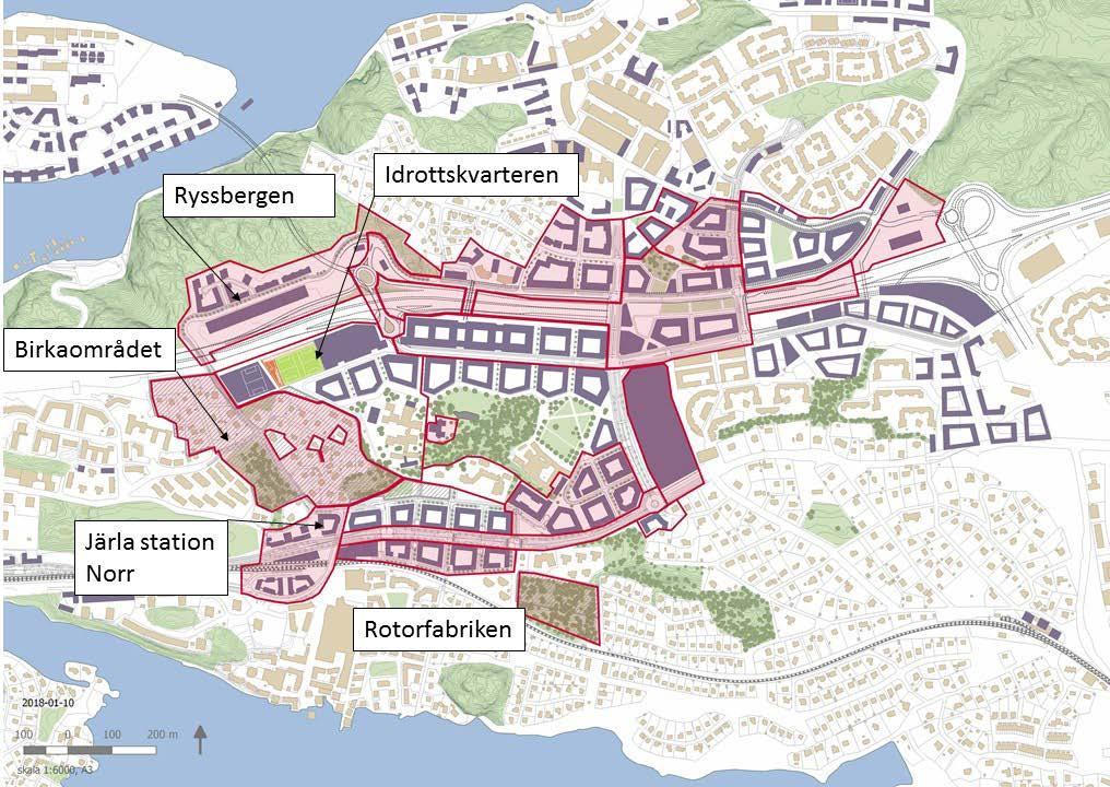 STARTPROMEMORIA 11 (21) Närliggande projekt Projekt som direkt angränsar till Birkaområdet är Idrottskvarteren, Ryssbergen, Järla station (inklusive tunnelbaneuppgång) Norr samt Rotorfabriken.