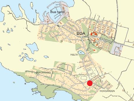 Inledning Plandata Bua 1:13 ligger ca 1 km söder om Bua centrum i korsningen Kustroddarevägen/Fiskelia. Planområdet omfattar enbart fastigheten Bua 1:13 och har en areal på 9860 kvadratmeter.
