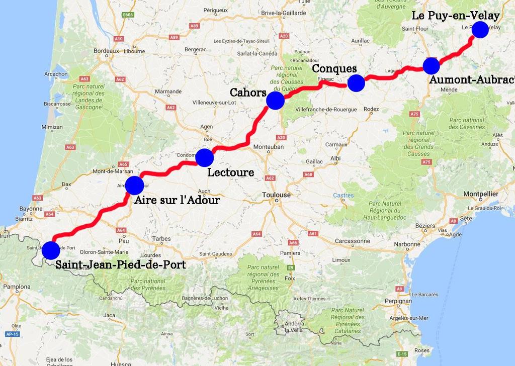 Via Podiensis, Aire sur l Adour St-Jean-Pied-de-Port, 8 nätter 8(8) Via Podiensis Via Podiensis är den mest populära av de franska leder som så småningom leder till Santiago de Compostela.