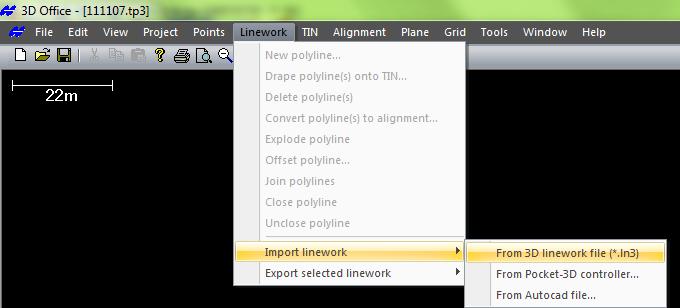 Import linjer Import av linjer Linjer kan importeras i flera olika format, detta görs under menyn nedan.