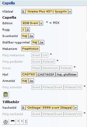 Utan armstöd Lika CF120 men med armstöd Nytt för denna arbetsstol är att den finns i speciella utföranden Editions.