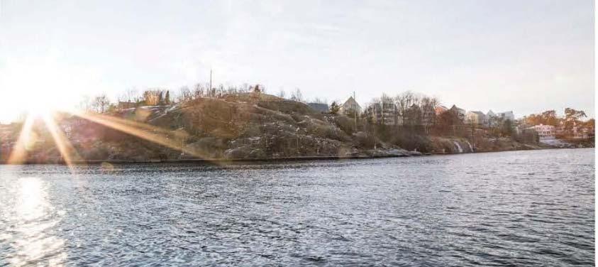 22 av 51 Figur 8: Figur 8: Vinnande förslag till markanvisningstävling sett från Norra Vaxholmsfjärden (Besqab). I intilliggande område finns seniorboendet Lägerbacken (+65).