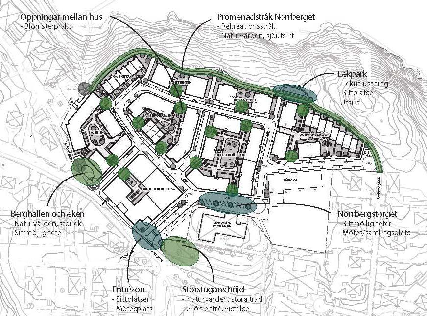 24 av 51 Figur 10: Upplevelsevärden inom och i anslutning till nya stadsdelen (Besqab) Förslaget innebär att en ny stadsdel läggs till Vaxholms stadskärna en modern årsring adderas.