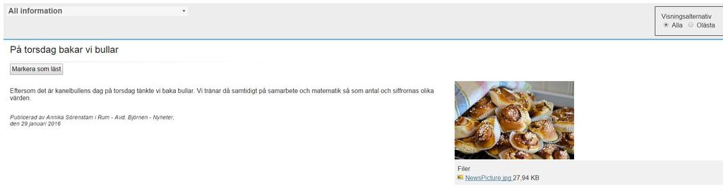 6 Du kan välja att klicka på knappen Markera som läst om du inte längre vill att den ska visas på startsidan.