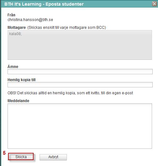 Kicka på Eposta markerade i listan. 4.
