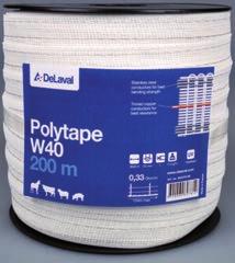 * DeLaval polytråd W2 Kombinerar ledare i koppar och rostfritt stål för bra dragstyrka och ledningsförmåga.