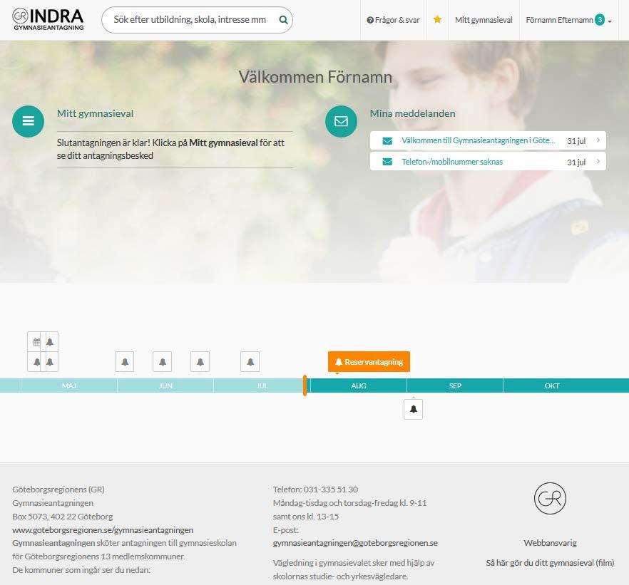 Genom att använda sökfältet kan du hitta utbildningar som du är intresserad av. Högst upp i menyraden hittar du Frågor & svar som tar upp de vanligaste frågorna om gymnasievalet.