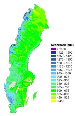 Klimatet i västra Sverige idag Ett av de mer nederbördsrika områdena i landet 1961-90 Kustklimat och