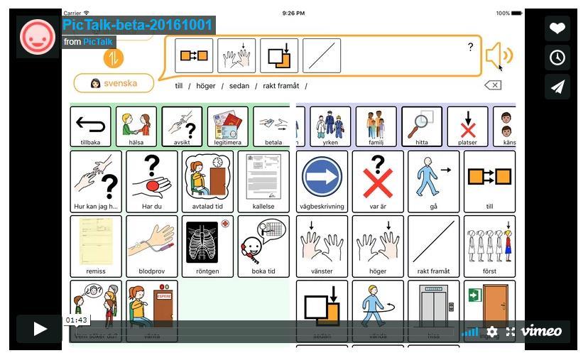 PicTalk http://www.pictalk.se Applikation för vårdkommunikation på svenska och arabiska.