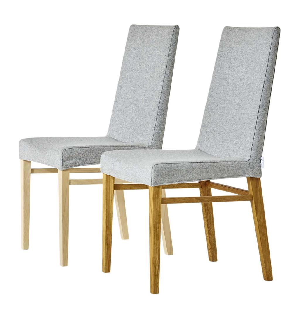 * De svängda ryggpinnarna är sammanfogade med genomgående tappar och slitsning överst som fina detaljer och en hållbar konstruktion.