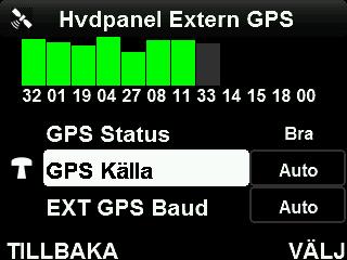 2 KONTROLLERA GPS-SIGNAL När systemet startas första gången kan det ta flera minuter innan GPS:en får satellitmottagning. 1. Tryck på MENY-knappen. 2.