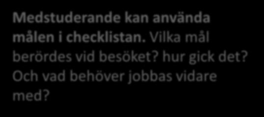 Utdrag ur parhandledningsrutinen: Under efterhandledningen sammanfattas besöket och diskuteras vad som har gått bra och mindre bra under besöket med stöd av Gibb s reflektionscykel.