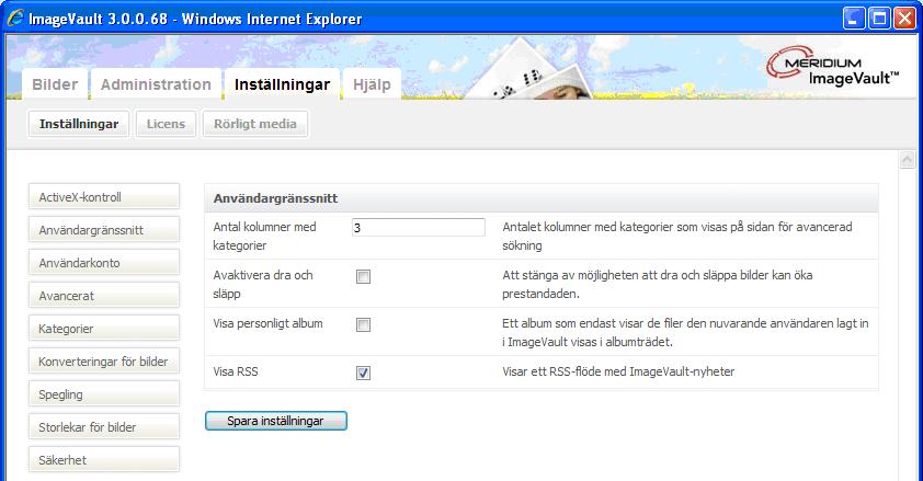 3.4.2. Användargränssnitt Man kan göra mindre justeringar i användargränssnittet.