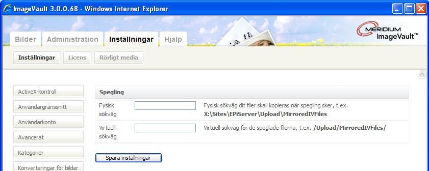 Icke bildtyper ImageVault hanterar alla typer av filformat. Vissa format vill man absolut inte skall hanteras som bilder t ex swf (Flash).