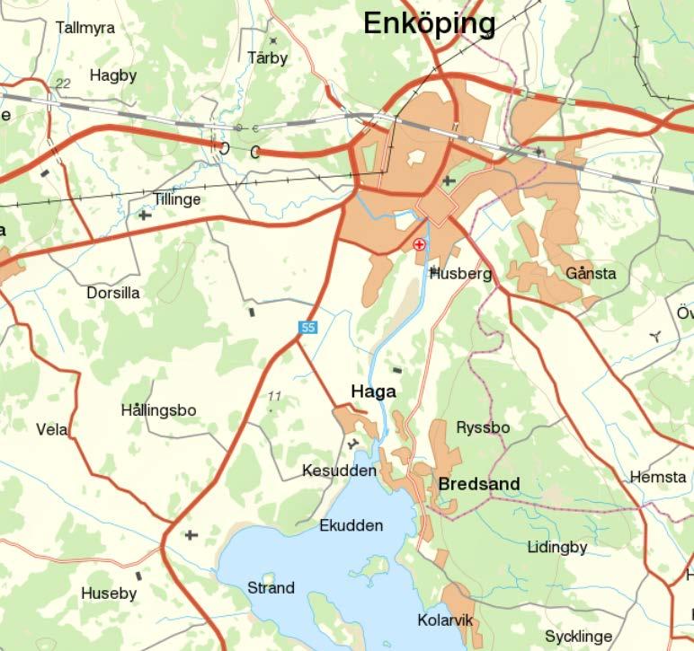 3 (13) Nytt avloppsreningsverk Befintligt avloppsreningsverk Figur 1 Översiktskarta över Enköping med platserna för nytt respektive befintligt reningsverk markerade.