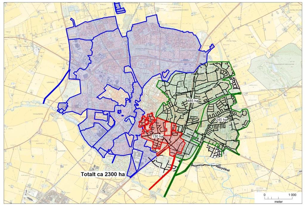 Avrinningsområden och kulvertar Totalt avvattnas ca 2300 ha till dagvattensystemet inom Lunds stad.