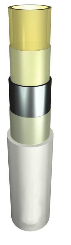 Flooré golvvärmerör Alu/PEX Multilagerröret består av ett sömlöst svetsat aluminiumrör med ett inre och yttre skikt av tvärbundet polyeten, som kombinerar aluminiumets och plastens fördelar