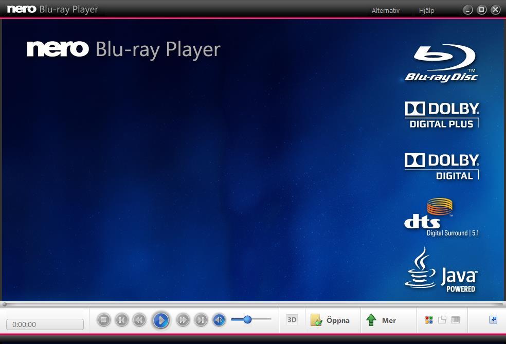 Programgränssnitt 2 Programgränssnitt Programgränssnittet för Nero Blu-ray Player är startpunkten där du kan spela upp Blu-raymaterial.
