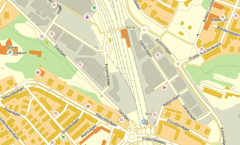 2. Översiktlig beskrivning av området 2.1 Områdesbeskrivning Det aktuella planområdet ligger i Arenastaden i Solna. Planområdet omfattar fastigheterna Farao 8, 14-17 och 20 samt Uarda 4.