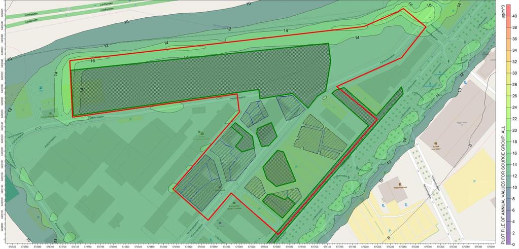 NO 2 Årsmedelvärden 2035 (utan Lundbyleden