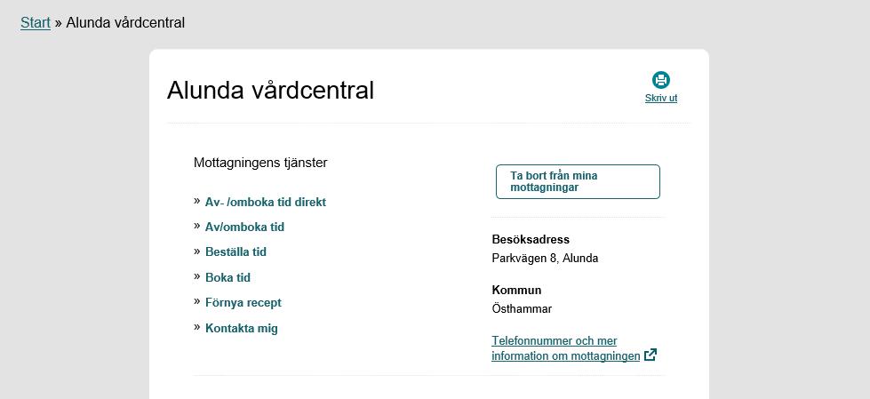 9.1.2 Övrig information Under övrig information informeras kortfattat om mottagningens e-tjänster.