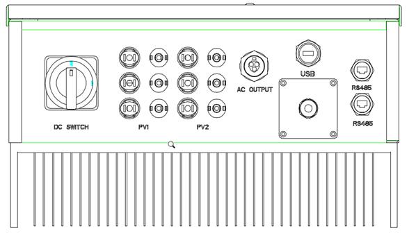 1.2 Produkt utseende ON indikator Nät anslutnings indikator Fel indikator LT 20HD Exit knapp Upp Ner OK knapp AC-kontakt USB-kontakt DC-Switch DC-in MPP1 DC-in MPP2, gäller