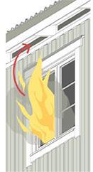 Röken kan då börja fylla utrymmet och värmen kan som tidigare nämnts påverka takstolarnas bärande förmåga. Figur 9 nedan illustrerar hur röken hamnar på vinden via takfoten.