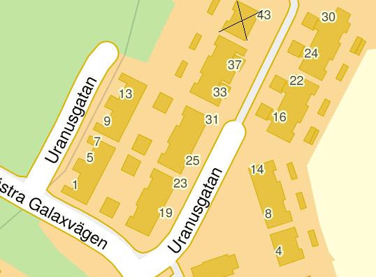 4. Sigtuna I Sigtuna inventerades och besöktes dessa adresser: Uranusvägen, Merkurigatan, Rymdgatan och Siriusgatan. Dessa presenteras i avsnitt 3.1 