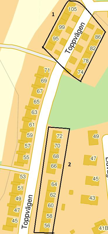 5. Järfälla I Järfälla inventerades och besöktes dessa adresser: Toppvägen, Rågången, Tröskvägen, Högbyvägen, Mandolinvägen och Såningsvägen. Dessa presenteras i avsnitt 4.1 