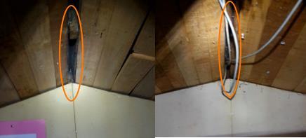 Detta visas i figur 27 nedan som är från två olika fastigheter. Figur 27. Ventilationsspringa i taknocken samt installationer. 5.2.3.