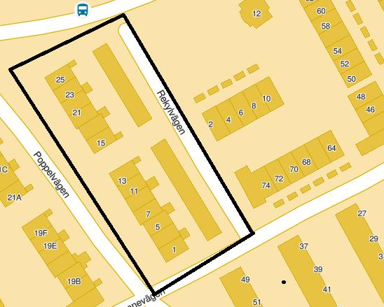 6.13 Rekylvägen Rekylvägen angränsar till Markörvägen och Poppelvägen. I figur 106 nedan visas en karta över området. Figur 106.