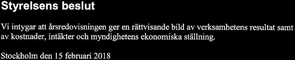 Styrelsens beslut Vi intygar att