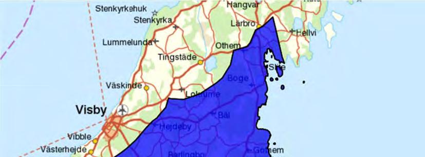Figur 6: Grundvattenförekomsten i Roma. Ungefärligt läge för Roma vattentäkt är markerat med röd cirkel. VISS 3.