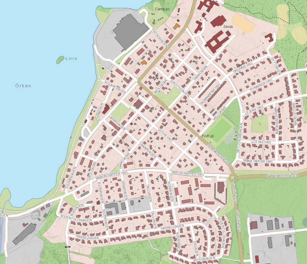 PLANENS SYFTE OCH HUVUDDRAG Syftet är att pröva en utökad byggrätt för handelsändamål inom fastigheten Sjösås 1:45 samt att justera gällande plan till verklighetens