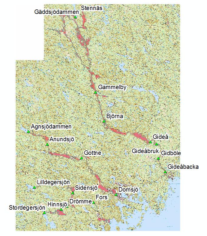 För följande dammanläggningar har primärt dammbrott inte beräknats. Detta då det antas att ett dammbrott inte medför några ytterligare konsekvenser än naturliga högflöden.