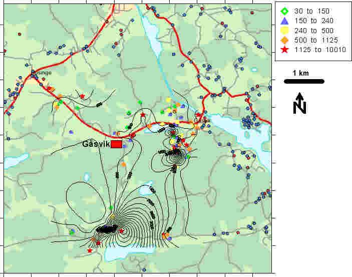 Statistiska bearbetningar av brunnsdata Data om brunnar från regionen har inhämtats från SGUs brunnsarkiv. Det finns dessvärre mycket få brunnar från närområdet.